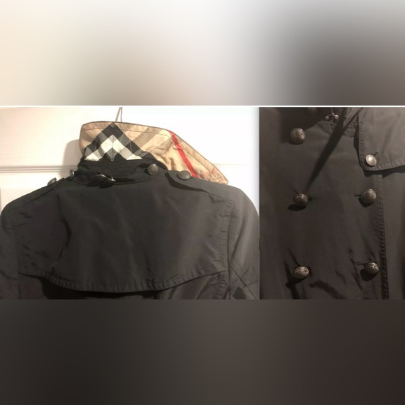 Burberry Brit Balmoral Black Double Breasted Wool Liner Belt Trench Coat Jacket! - Picture 10 of 12